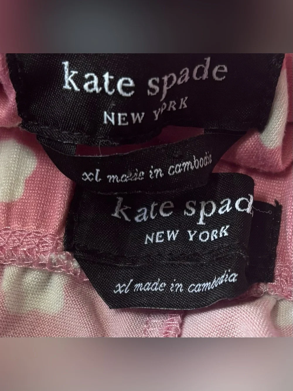 Kate spade pink with white scatter dots 2 two piece pajama set xl extra large